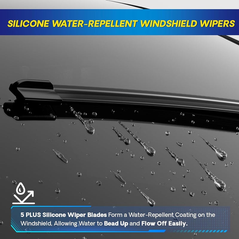 5PLUS ® Silicone Windshield Wiper Blades Replacement for 2024 2023 2022 2021 2020 2019 SUBARU Forester Wiper Blades(Set of 3),Automotive Replacement Windshield Wiper Blades-26"/17"/14" - Image 3